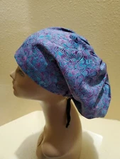 Peacock Galore Batik Women's  Euro/Chef Surgical Scrub Hat/Cap Handmade