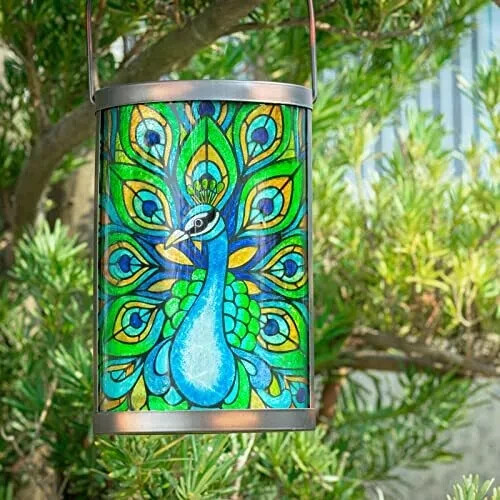 Hanging Solar Lantern Outdoor Waterproof Led Solar Lights Peacock Decorative Sol - Bild 4 von 5