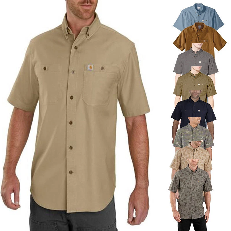 Carhartt TW3555 Mens Shirts Short Sleeve Relax Fit Casual Work Top Cotton Shirt