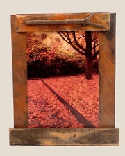 Rustic Wood Plaque Fall Photo Distressed Wood Twig Trim Thanksgiving Landscape