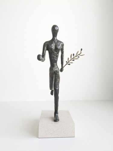 Bronze Statue Olympische Spiele Fackelträger griechischer Sportler trägt Olivenzweig - Bild 2 von 9