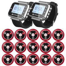 Retekess TD110 Restaurant Wireless Calling System 2 Waiter Watch 15 Call Button