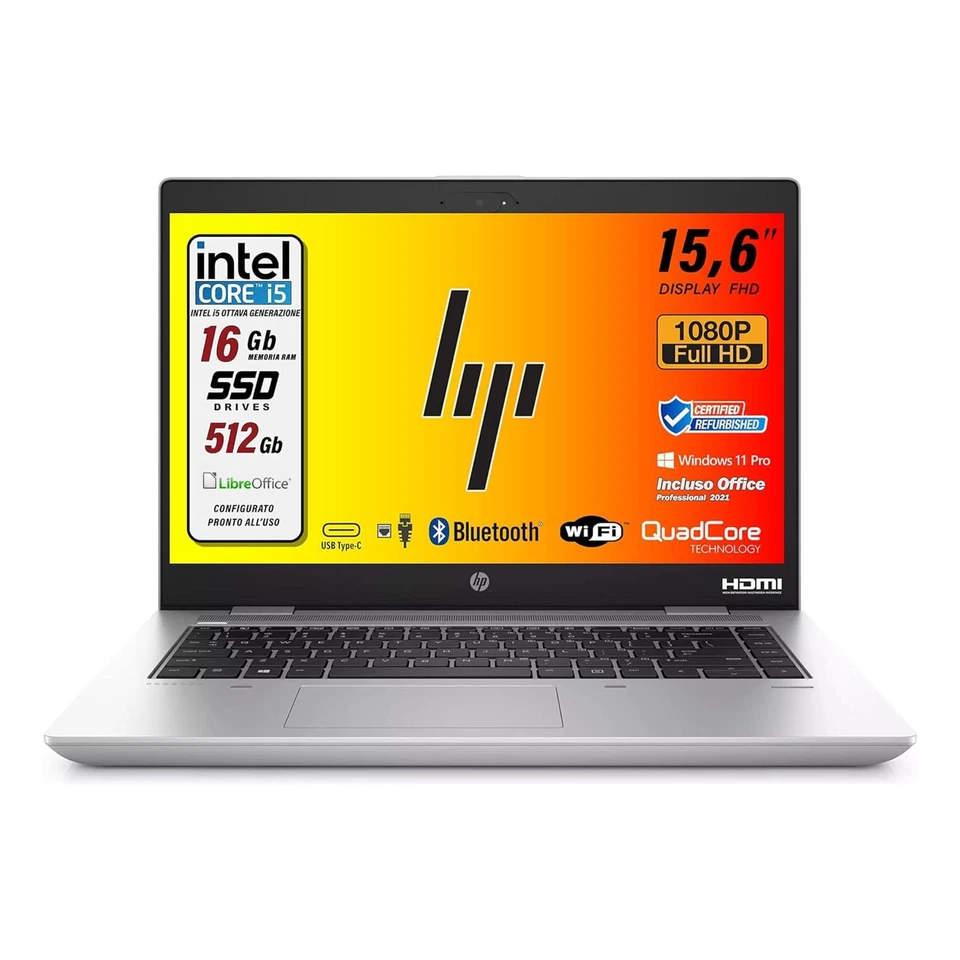 Notebook Pc Portatile HP 650 G4 15,6" i5-8350U 16Gb 512Gb W11 Ricondizionato