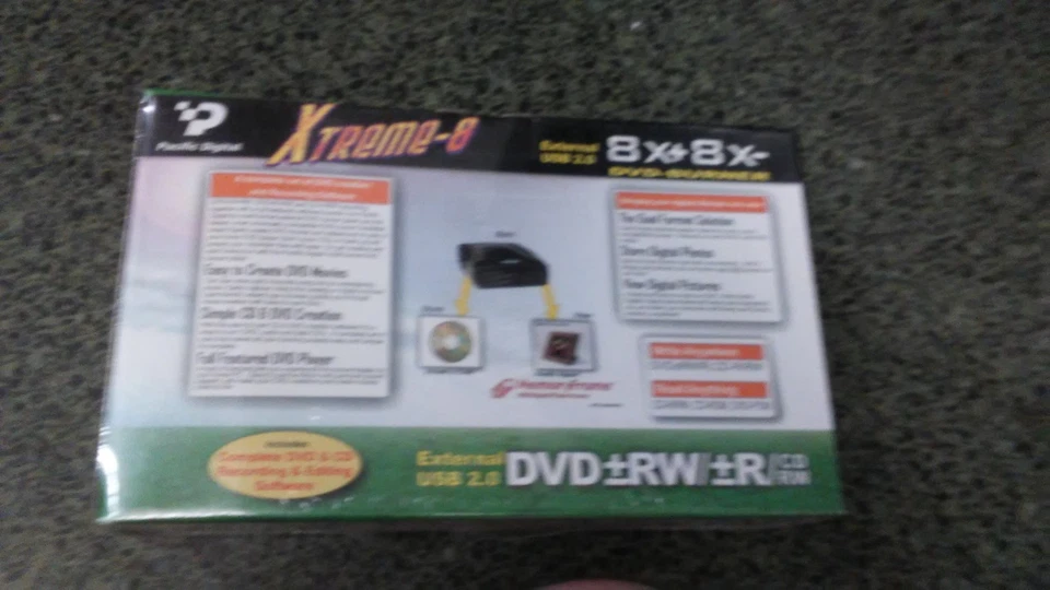 Pacific Digital 8X + 8X DVD USB RW Rewritable External Burner NIB Factory Sealed - Image 4 of 4