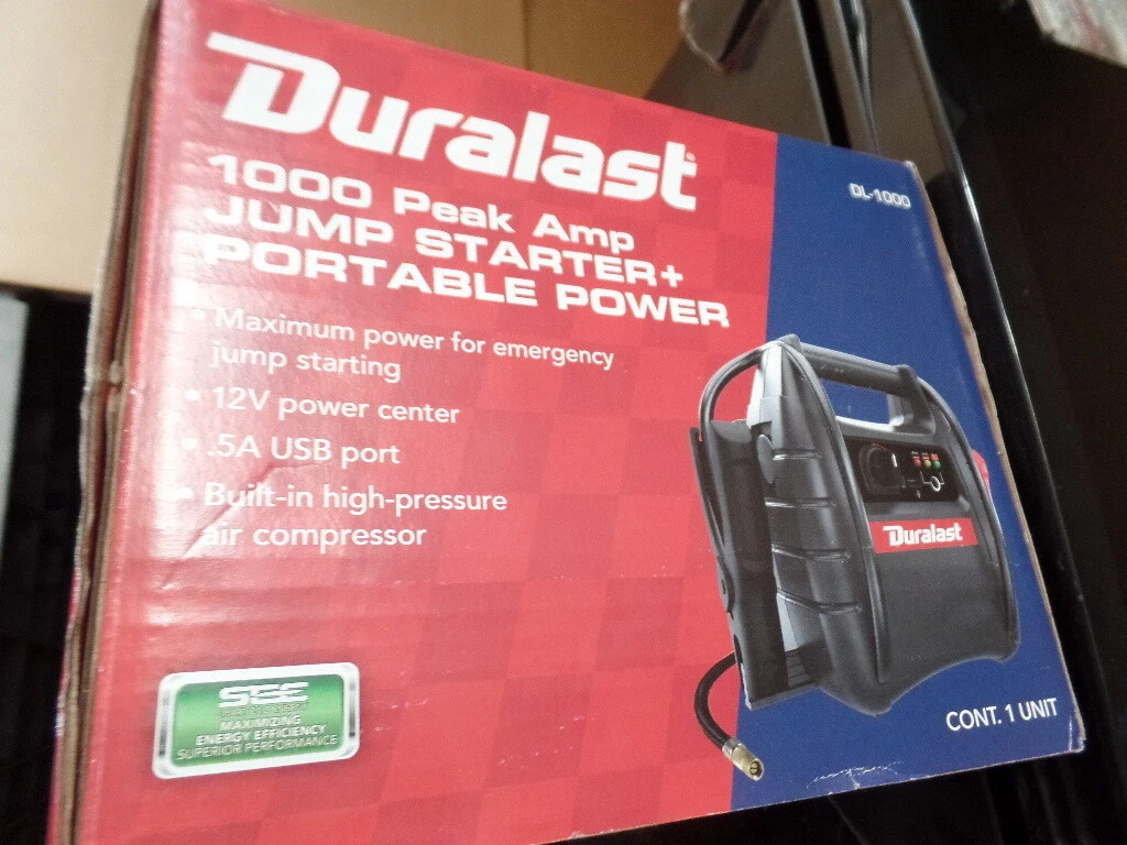 Brand New Sealed Duralast 1000 Amp Portable Battery Jump Starter with Compressor