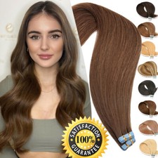 Invisible Tape In Hair Extensions Human Hair Real Skin Weft Straight 12"-16"-24"