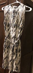 Cynthia-Rowley-Linen-Ikat-Brown-Tan-Shift-Dress-Anthropologie-Sz-8-Cute