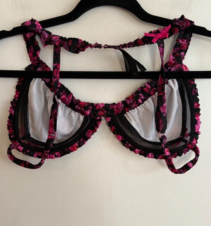 Sujetador Bralette For Love and Lemons Lola Negro Rosa Talla Grande Foto 4 de 4