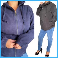 Felpa in pile da donna con zip e cappuccio invernale tinta unita tasche M L XXL