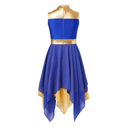 Girls Liturgical Praise Lyrical Dance Dress Asymmetrical Chiffon Skirt Worship - Picture 6 of 44