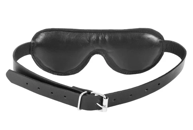 Маска из натуральной воловьей кожи, черная кожаная мягкая с подкладкой маска для глаз для пар унисекс - Изображение 2 из 4