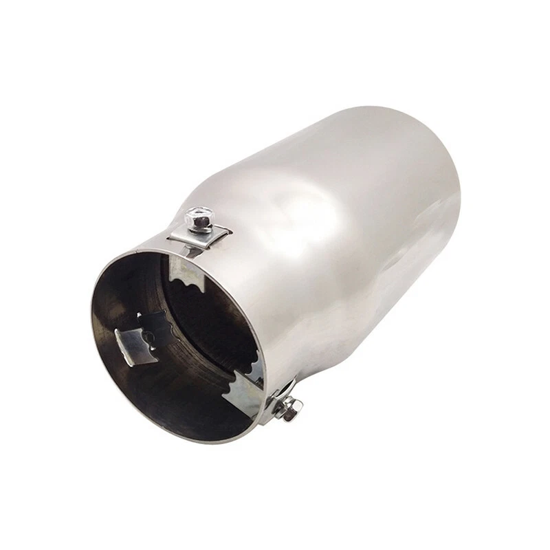 1x Tubo de escape trasero de acero inoxidable de doble pared cromado para automóvil Foto 4 de 4