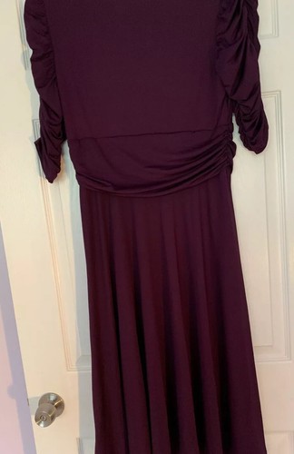 Ever Pretty Purple Party Aline Gathered 3/4 Sleeve Dress Sz 10 - Picture 7 of 12
