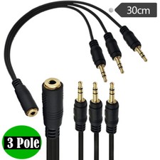 3.5mm TRS Female to 3 x 1/8" Stereo Male Audio Headphone Splitter Adapter Cable