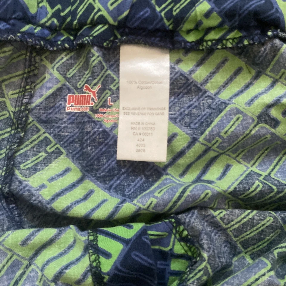 Calça PUMA Sleep Lounge verde roxo preto cinza tamanho grande tecido tecido tecido de algodão - Imagem 3 de 4