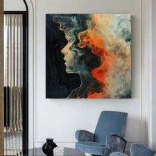 Abstract oil Painting black on Canvas Art Hand Painted Thick Texture Living Room