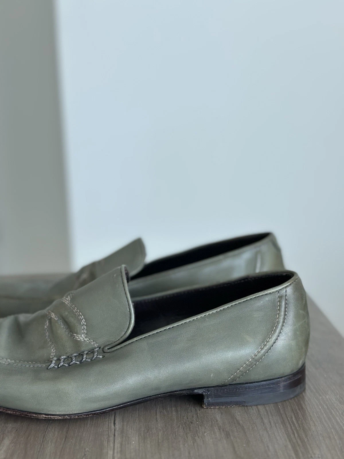 Mocassino Bottega Veneta Astaire pelle verde scuro EU 43 5 u senza scatola