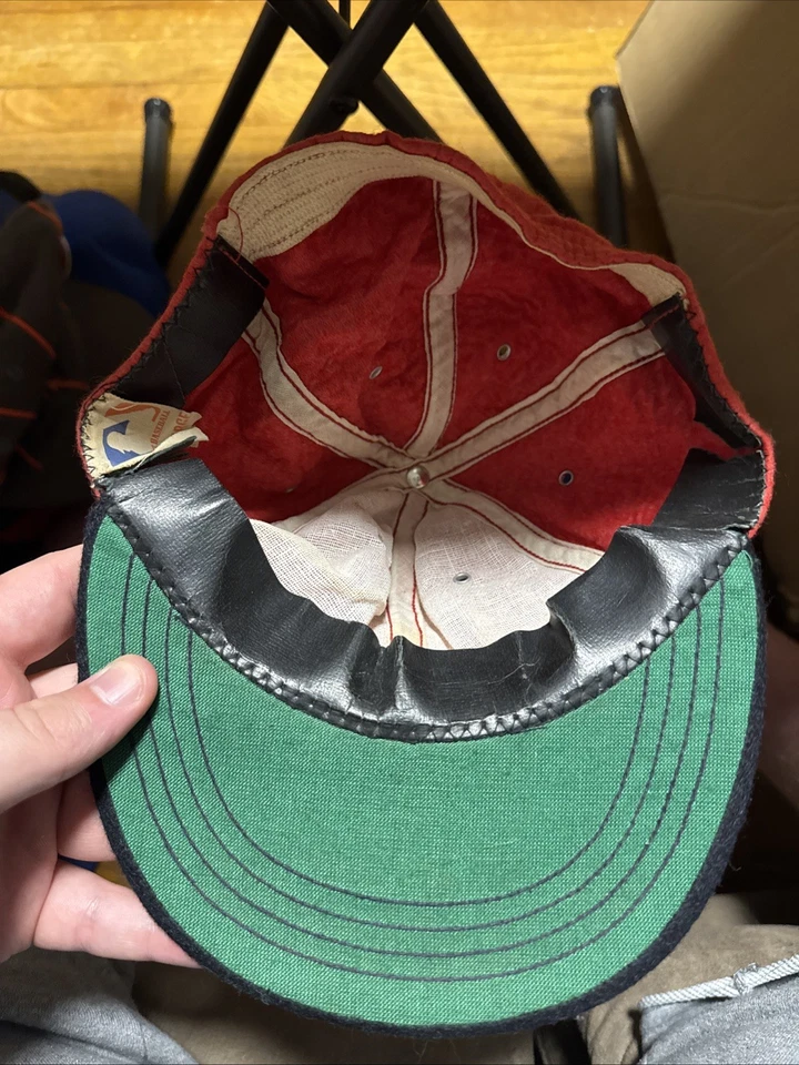 Boné Boston Red Sox vintage anos 60 aba vermelha azul marinho algodão rayon XL MLB - Imagem 3 de 4