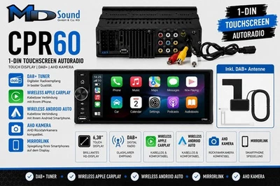 Ampire CPR60 Smartphone 1DIN Radio - 6.38'' (162mm), Dual-DAB+, AHD Kameraeingän - Bild 1 von 4