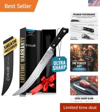 Butcher Knife – 10″ Cimeter Breaking Knife, Razor Sharp Forged High Carbon Ge...