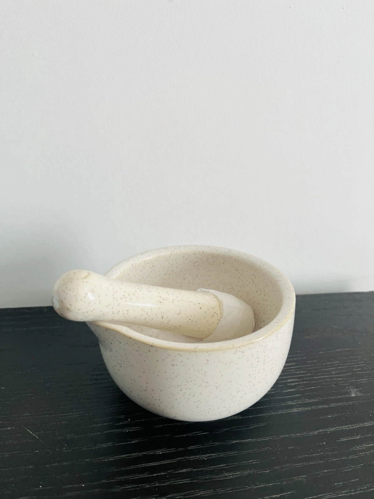 scandi Home Cream Pestle and Mortar Set Granite Stone Spice & Herb Crusher.
