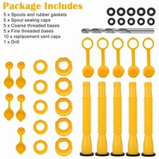 5X Gas Can Spout Nozzle Vent Kit Replacement for Plastic Gas Cans Old Style Cap