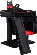 SYANDLVY Gothic Cat Tree with Coffin Bed for Indoor 18IN, Black  Red