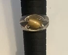 Vintage Tigers Eye Cats Eye Sterling Silver Ring Size 10