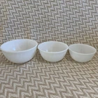 Vintage Fire King White Swirl Milk Glass Set of 3 Mixing Nesting Bowls