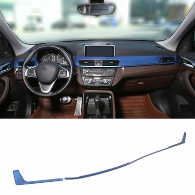 Fit For BMW X1 F48 2016-2021 ABS Blue Central Console Instrument Strip Trim 2PCS
