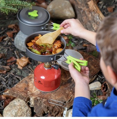 1L Camping Cookware Mess Kit 10-Piece Set   Lightweight Backpacking Pot Pan...