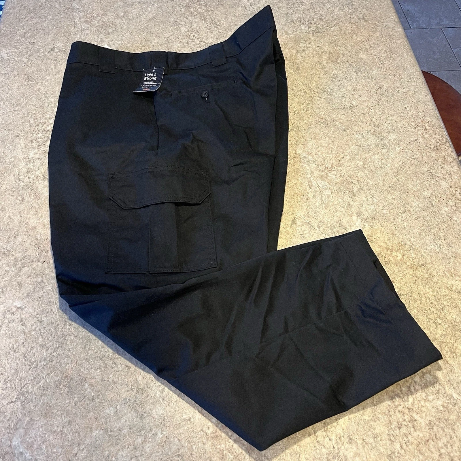 Dickies WP595BK Cargo Work Pants Men 46x29 Black Relaxed Fit Light & Strong NWT