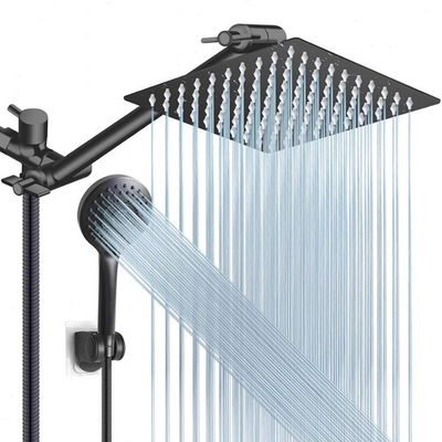 #ad Black Rain Shower Head High Pressure Handheld Spray Combo with Adjustable Arm $24.99