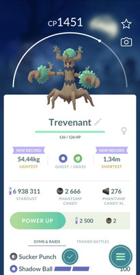 Pokémon Trade Go Trevenant X10 - LUCKY CHANCE / PVP
