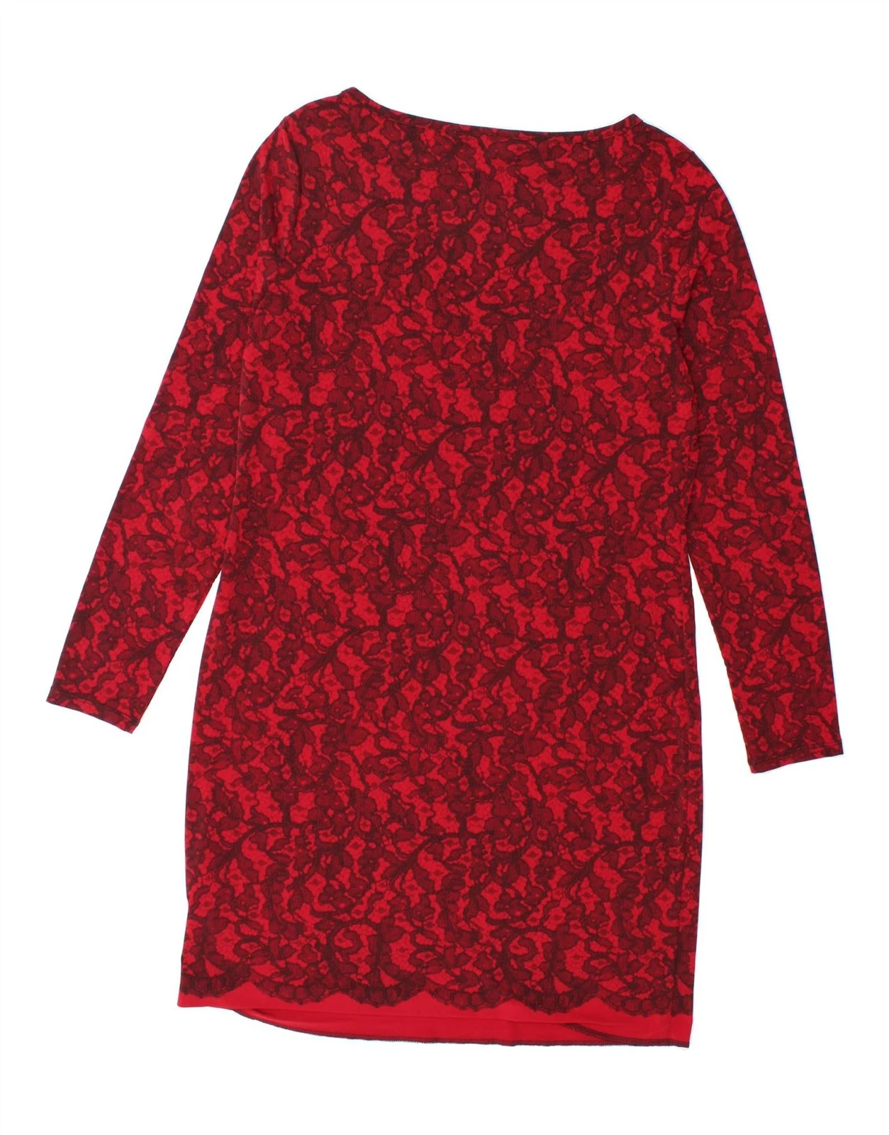 MICHAEL KORS abito tubino donna manica lunga UK 16 grande rosso floreale AY06