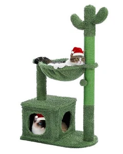 Arbre de chat de cactus 40" Tour de chat avec grand hamac de tapis en métal,...