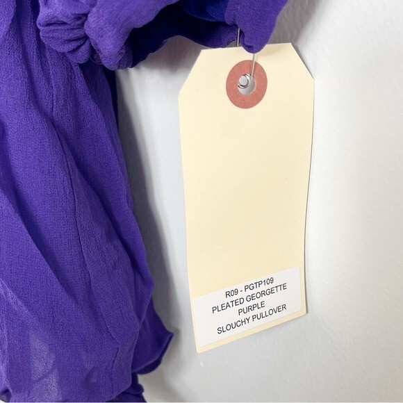 Thakoon Pleated Georgette Slouchy Pullover Blouse Purple View 3