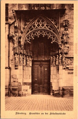Nuremberg Germany Sebalduskirche Door Architecture Vintage Postcard