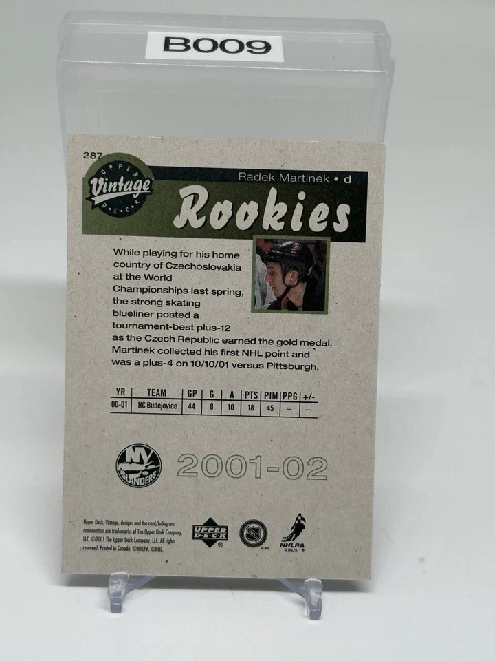 2001-02 Upper Deck Vintage Hockey #287 Radek Martinek RC New York Islanders - Image 3 of 3