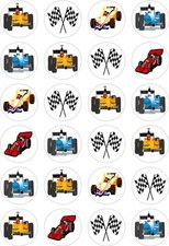 24 Racing Car  Premium Cupcake Cake Toppers Edible Rice Wafer Paper Decorations