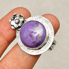 Russian Charoite Gemstone 925 Sterling Silver Handmade Jewelry Ring 10