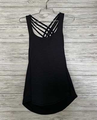 Lululemon Womens Sz 4 Free To Be Wild Strappy Bra Sleeveless Black Tank Top
