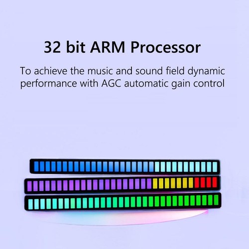 Barre de lampe de contrôle sonore RGB 32LED, 2 pièces, Rechargeable par applicat - Zdjęcie 9 z 12