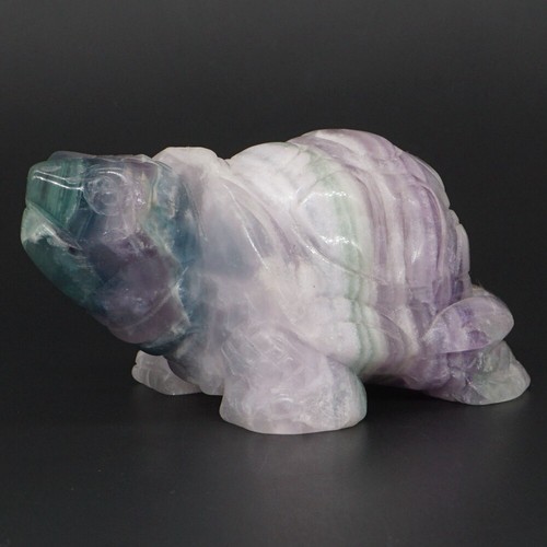 3" Turtle Tortoise Natural Gem Flourite Crystal Carved Reiki Figurine Decor #2 - Picture 2 of 6