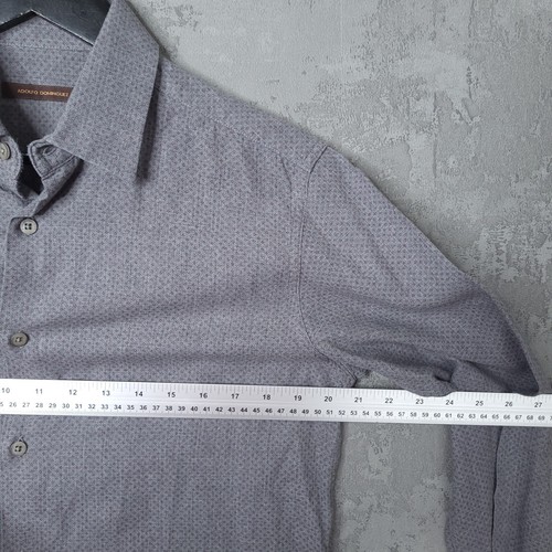Adolfo Dominguez Shirt Men's Medium Grey Micro Print Long Sleeve Casual Button - Picture 7 of 8