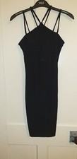 New Miss Selfridge Black Multi Strap Dress UK Size 8