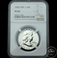 1956 Type 2 Franklin Silver Half Dollar NGC PF66 Proof Freshly Graded Combo Ship