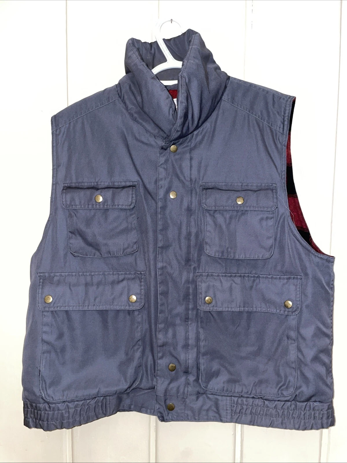 Southern Classic Army Green buffalo plaid lined Vest Size Men’s L Hunting VTG