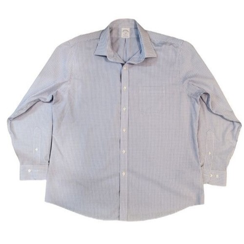 Brooks Brothers Shirt Mens 17 4/5 Blue Plaid Long Sleeve Button Down Dress Shirt - 第 1/7 張圖片
