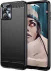 For MOTOROLA MOTO G23 CARBON FIBER SHOCKPROOF CASE BLACK HEAVY DUTY PHONE COVER